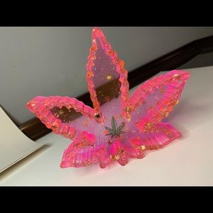Resin Pink Leaf Ashtray